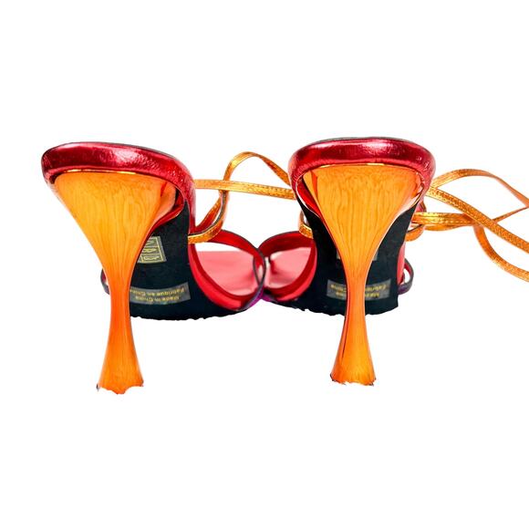 Jeffery Campbell Una Flor Bright Metallic Sandals Size 10 - Picture 8 of 9